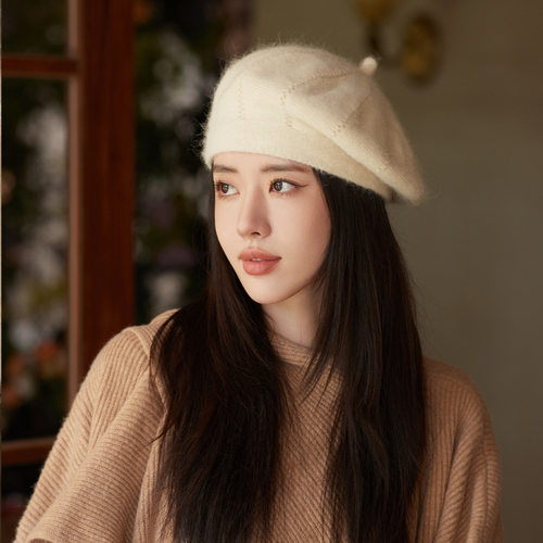 艾凝雪简约帽子女秋冬兔毛帽子