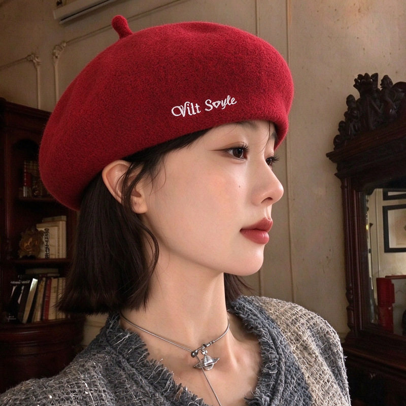 复古毛呢南瓜贝雷帽秋冬女款保暖