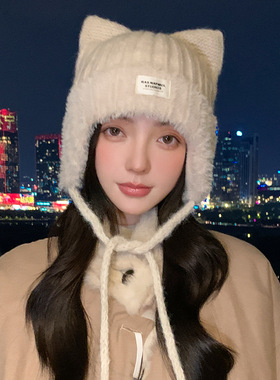 艾凝雪秋季无檐日系甜美猫帽子