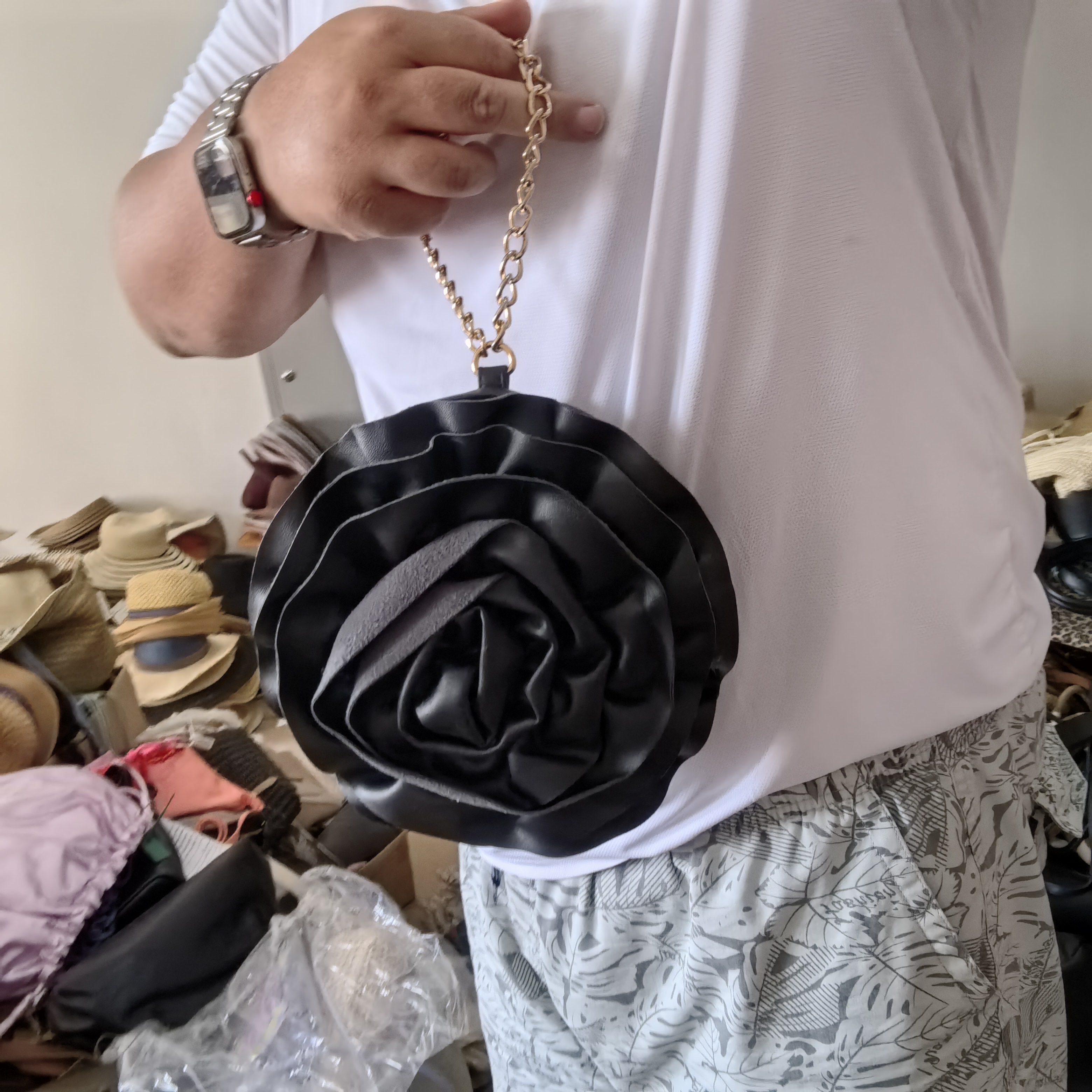 单只孤品黑花朵玫瑰包小链手提女包休闲简约设计感穿搭高品质精致