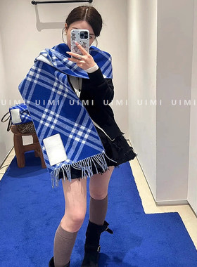 绝绝子 流苏款30*168cm 25FW经典格纹锁边羊毛围巾披肩围脖男女款