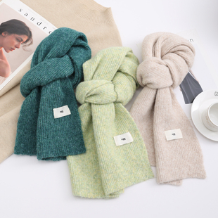 韩国egg马海毛夹花围巾女冬季 ins韩系高级感针织加厚保暖围脖 新款