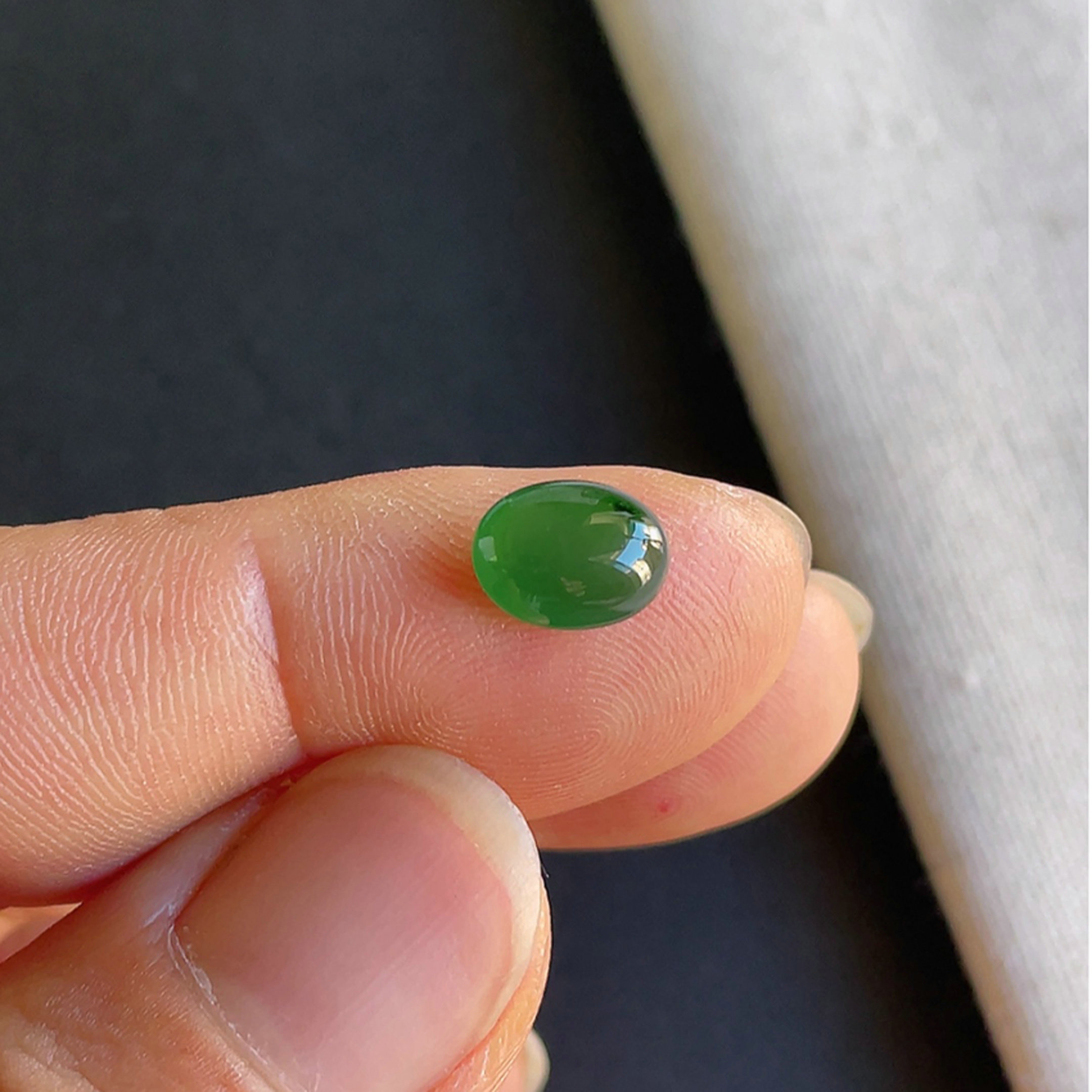 0929-7天然老坑冰种阳绿蛋面戒面 翡翠A货送证书~金晶翡翠
