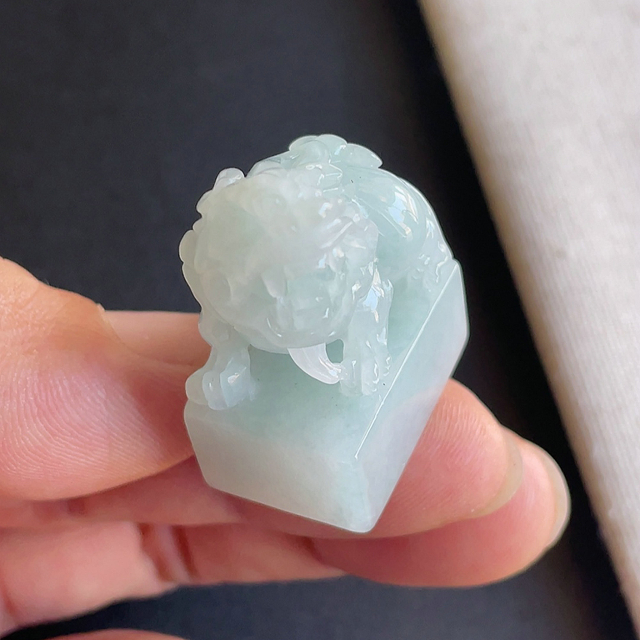 冰种印章天然玉石老坑翡翠A货