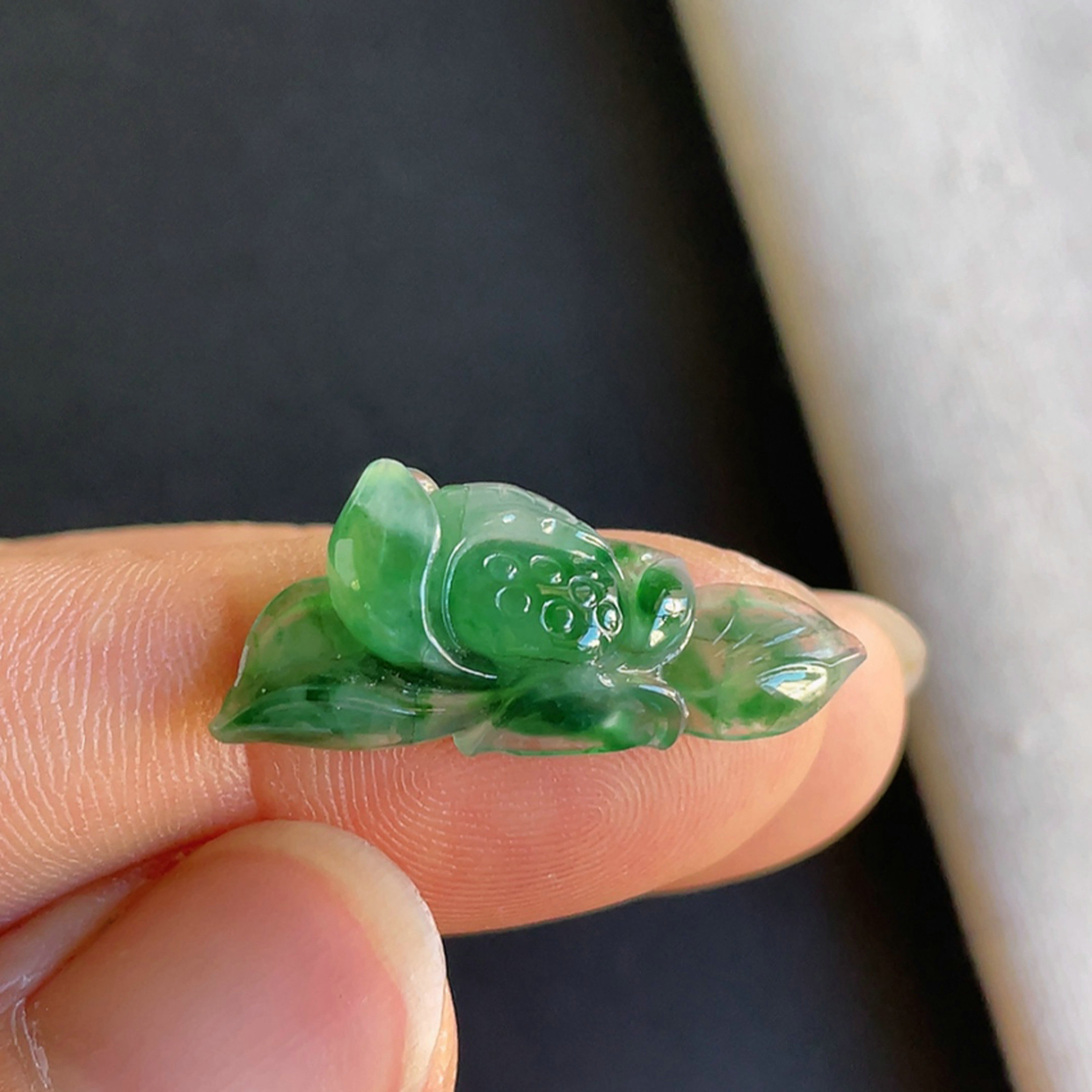 0929-5天然老坑冰种满绿花开富贵戒面 翡翠A货送证书～金晶翡翠