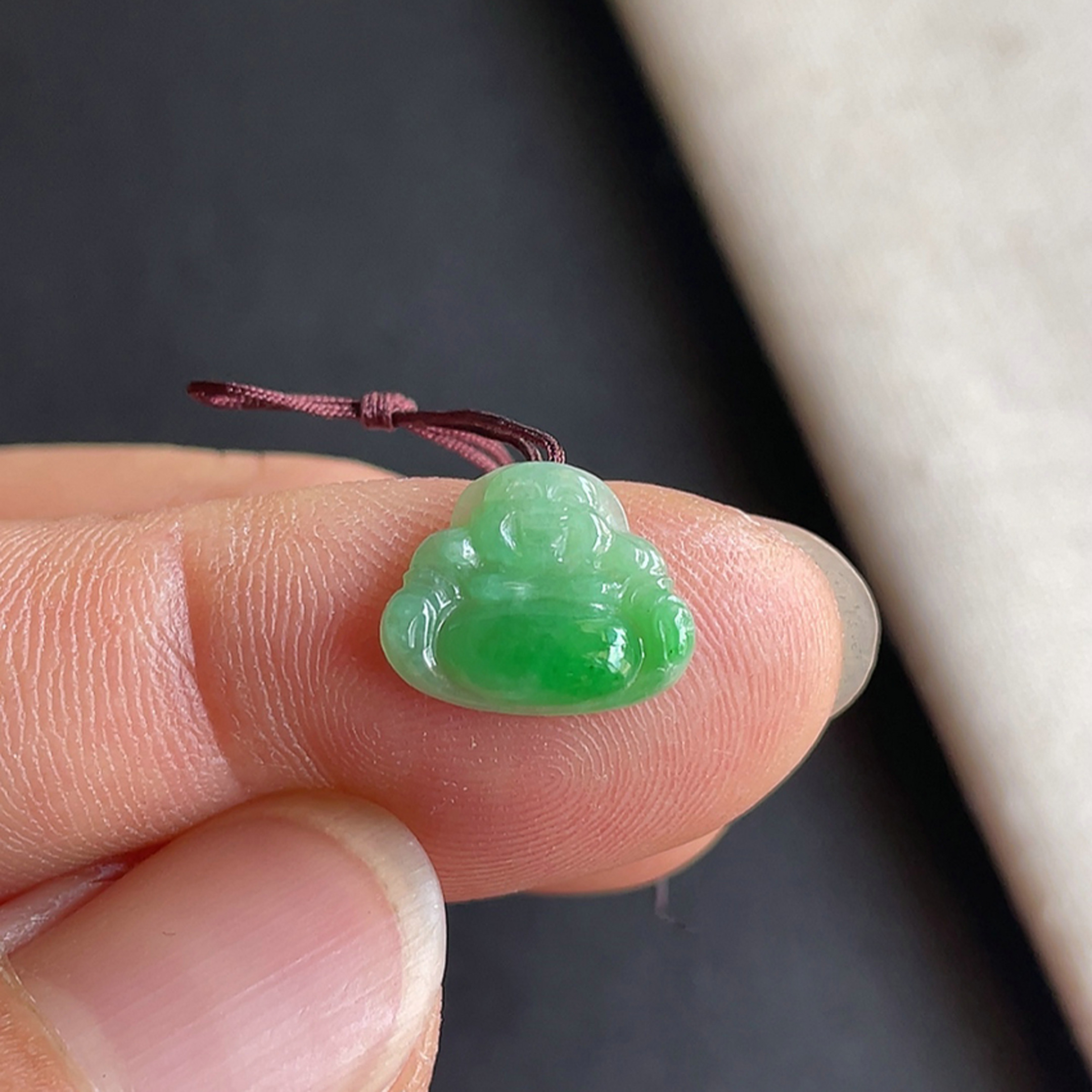 1022-9冰种阳绿佛公戒面天然玉石老坑翡翠A货送证书-金晶翡翠