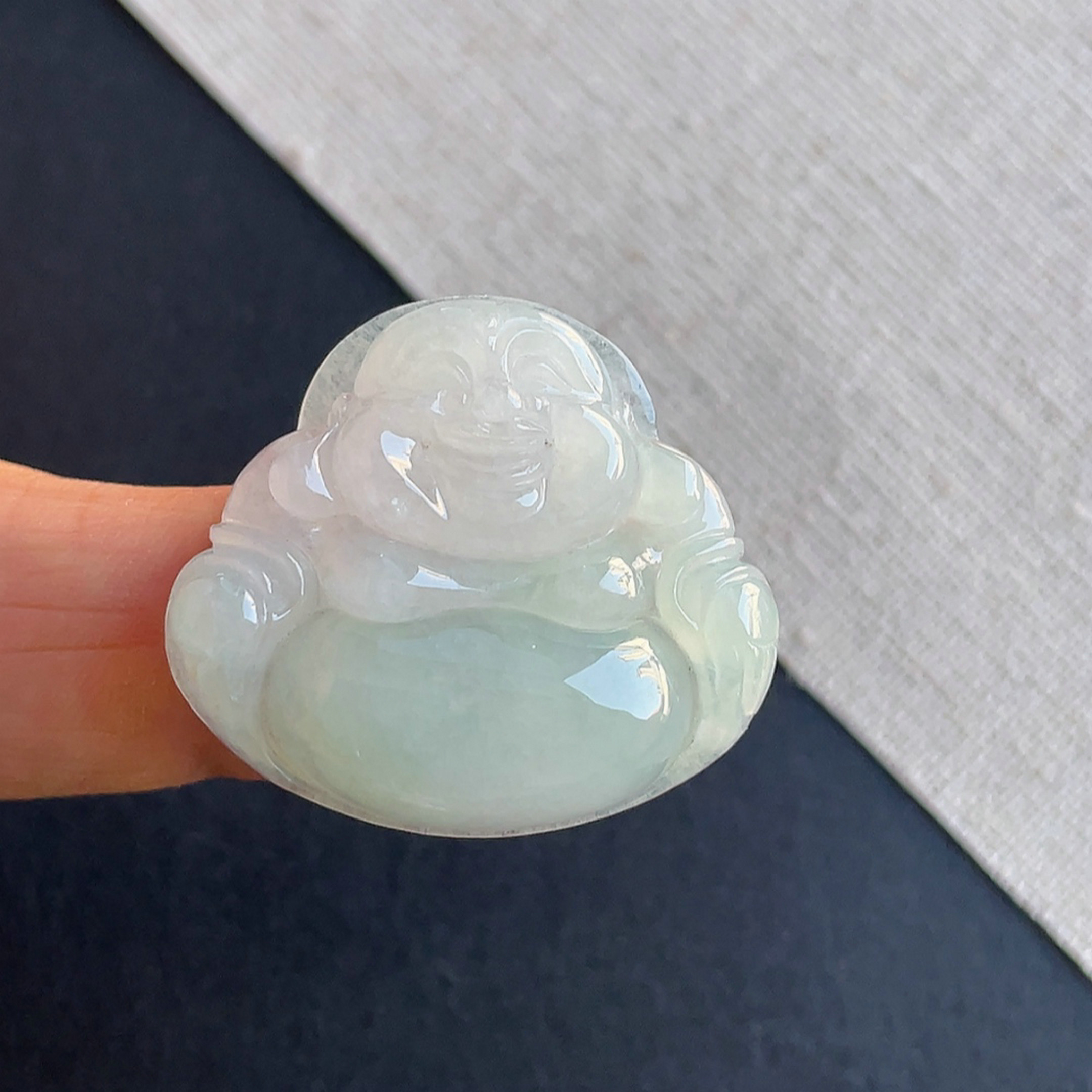天然翡翠冰糯种佛公吊坠老坑玉石裸石颈饰附证书 金晶翡翠