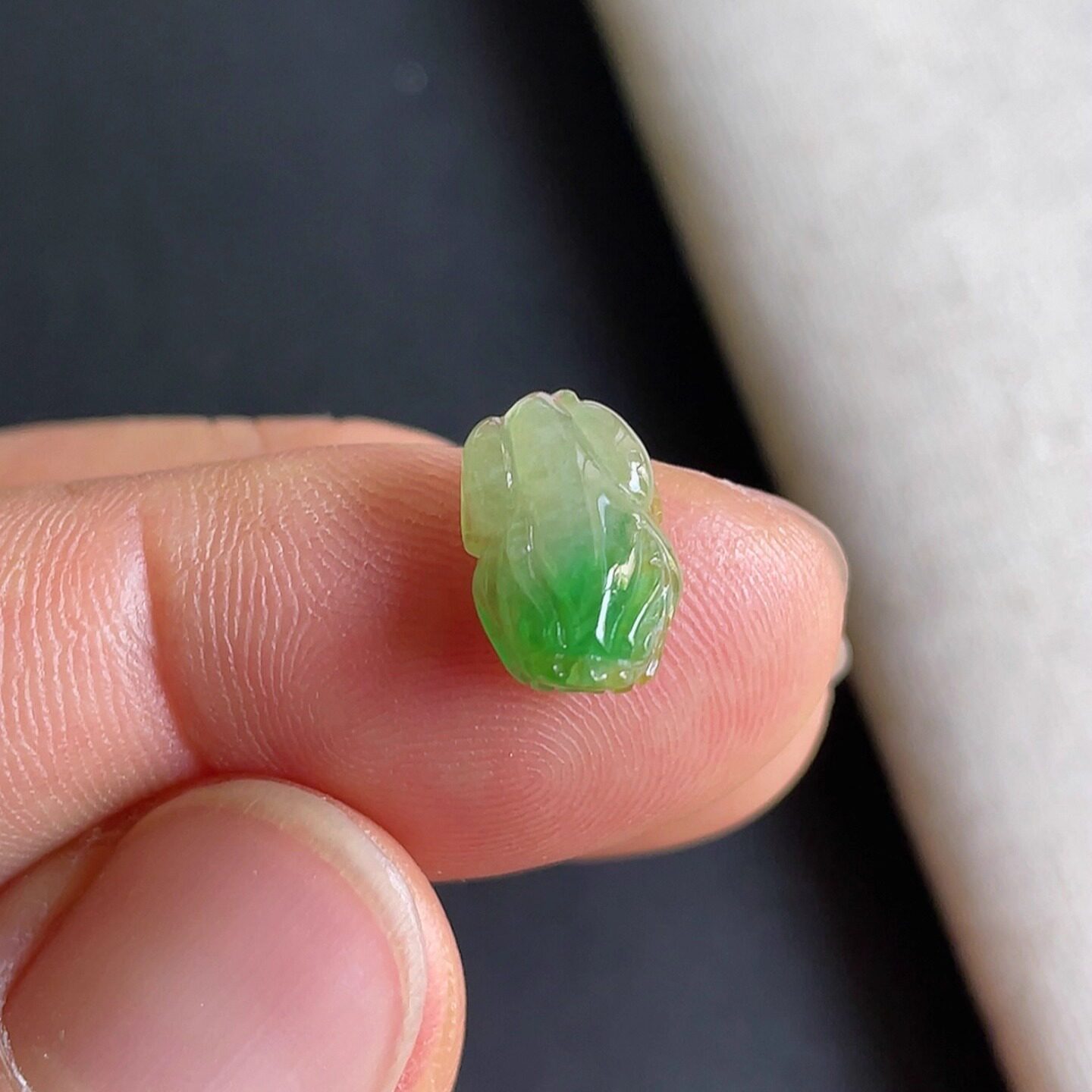 0904-2天然老坑飘阳绿貔貅戒面 翡翠A货送证书~金晶翡翠