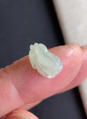 0209-4天然老坑冰种招财貔貅戒面 翡翠A货送证书～金晶翡翠