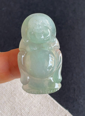 天然缅甸翡翠a货冰糯种站佛吊坠