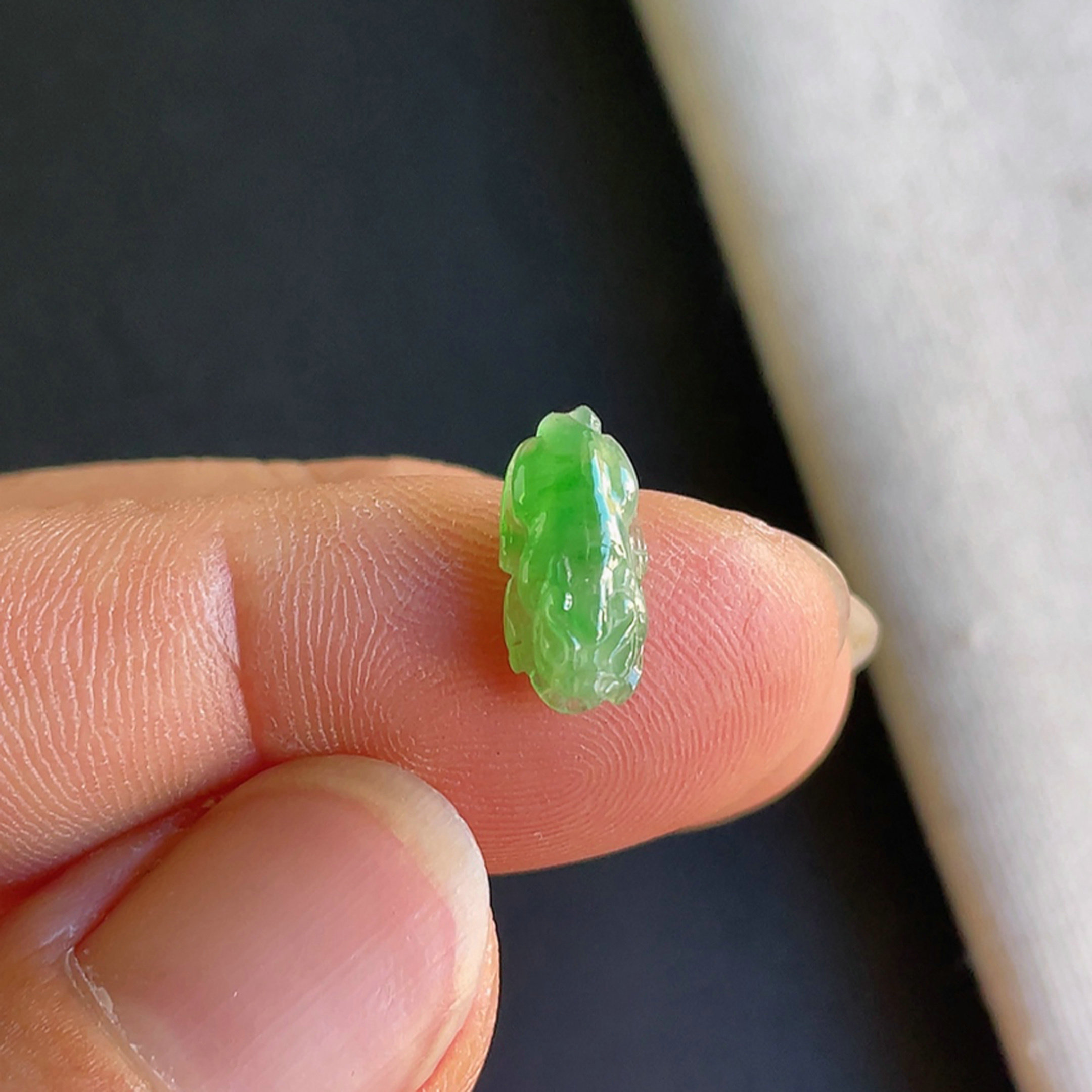 0926-10天然老坑冰种阳绿貔貅戒面 翡翠A货送证书~金晶翡翠