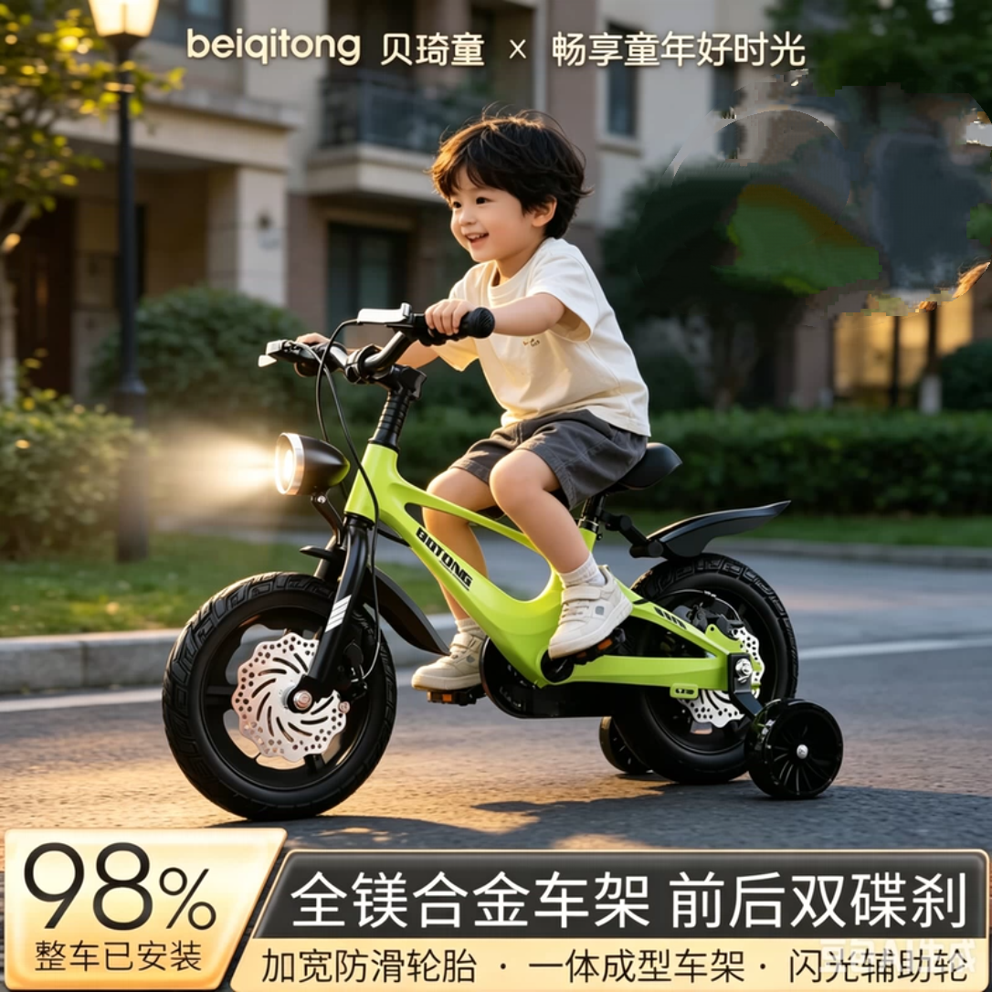 2026年新款时尚轻便镁合金儿童自行车2-3-4-5-6-7-8-9岁 脚踏车