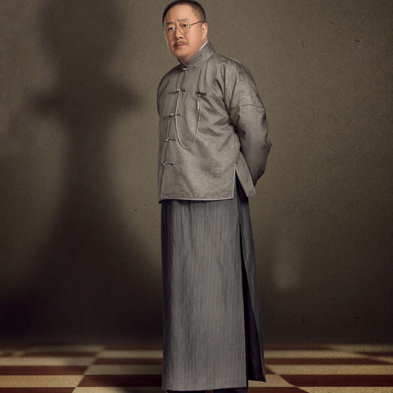 影视新款古装民国老爷装出租 马褂长衫长袍全家福演出服租赁