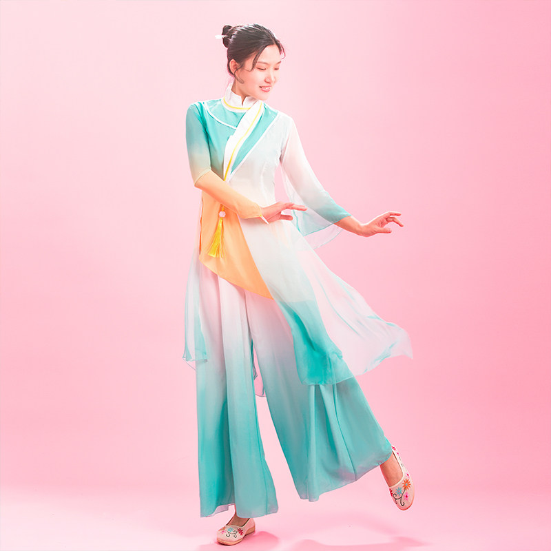 古典舞蹈服飘逸女桃李杯醉春风中国民族扇子舞形体艺考演出服租赁