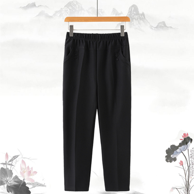 中老年人女士裤子春秋妈妈直筒宽松奶奶长裤秋冬加绒加厚松紧裤子