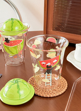高颜值玻璃杯女高颜值办公室水杯家用可爱牛奶杯子果汁杯咖啡杯