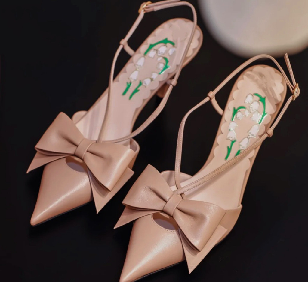 thumbnail for Neous Mules Handmade French Style Retro Classic Plaid Genuine Leather Comfortable Thick Heel Woven Women's High Heel Sandals