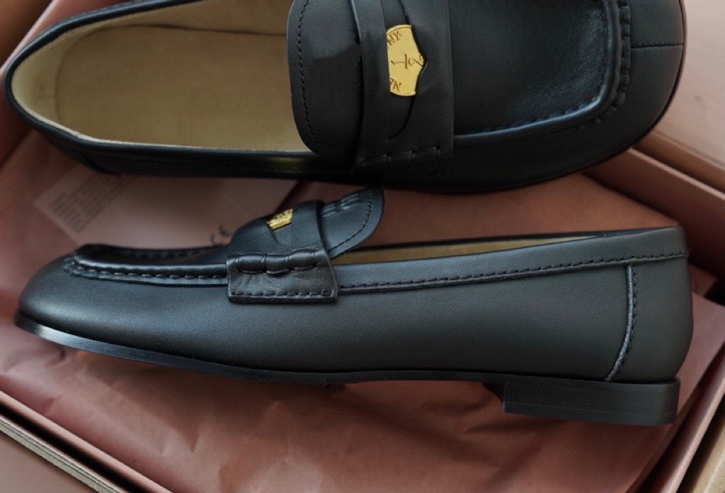 thumbnail for Neous Mules Export Genuine Leather Comfortable Zero-Wear Thick Heel Thick Sole Women's French High Heels Flats Loafers