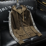 新款2024秋冬新款提花龙金丝绒男士连帽夹克9056P155，男装夹克，钱塘6018（原3088）