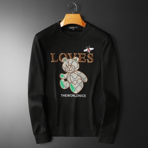 商标已授权2025春装新款高档珠片刺绣男士长袖卫衣 6870 P105,男装卫衣,钱塘6018（原3088）