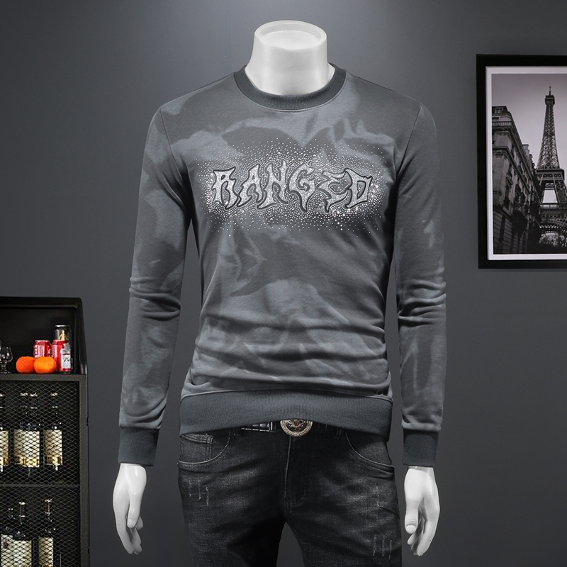 新款2024秋冬高档休闲怀旧刺绣烫钻男士长袖卫衣9015P105，男装卫衣，钱塘6018（原3088）