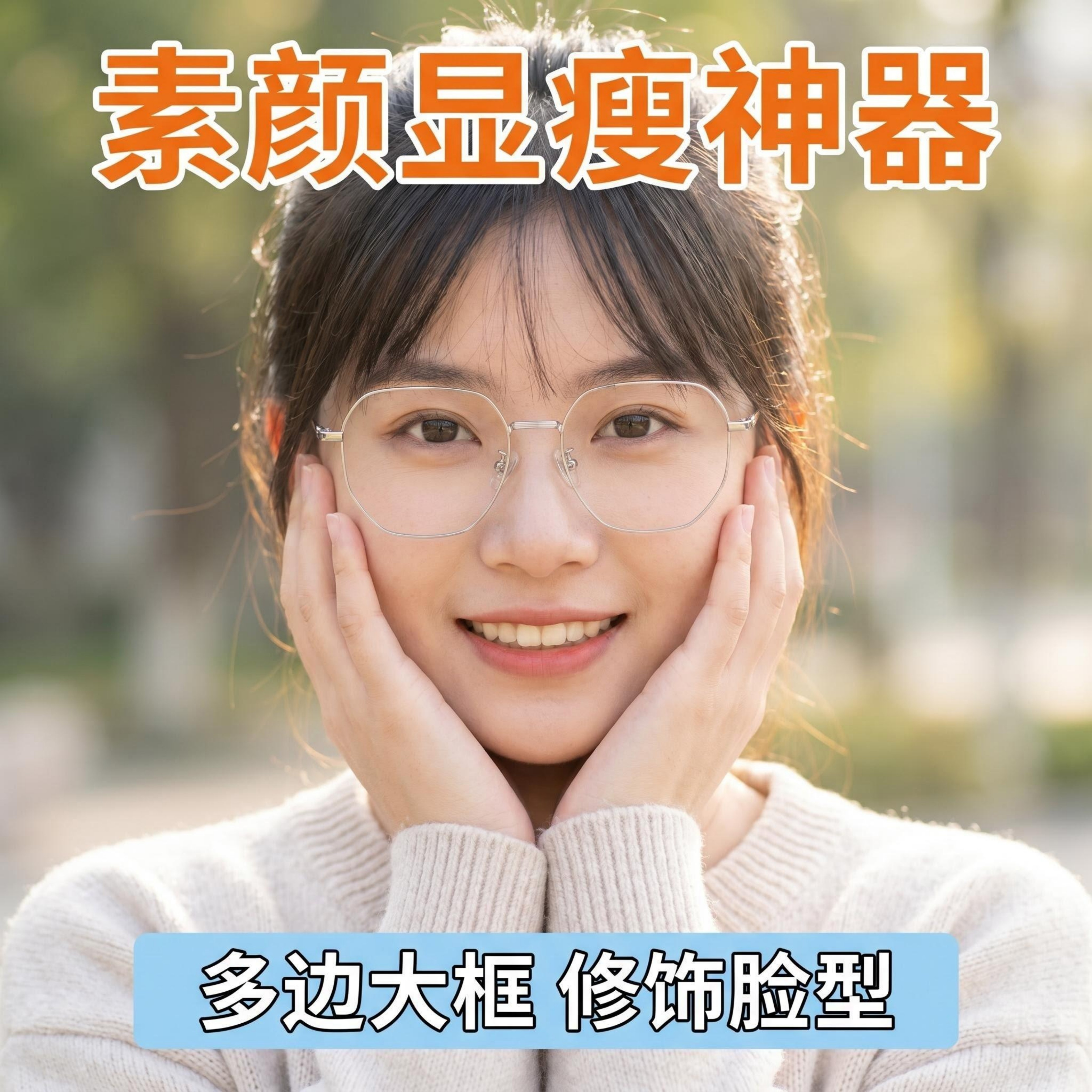 多边形近视眼镜防辐射时尚男女通用防蓝光非球面镜片定制防蓝光