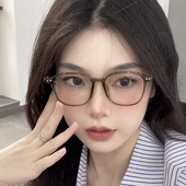 素颜时尚 防蓝光眼镜网红潮橄榄绿色TR超轻平光镜可配度数 圆框韩版