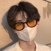 韩版 潮男士 黑框黄色防紫外线驾驶开车太阳镜ins女显脸小偏光墨镜