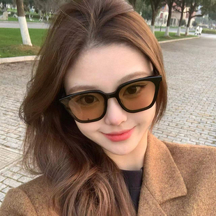 墨镜防紫外线 冬季 复古茶色太阳镜女大脸显瘦素颜眼镜网红同款 韩版