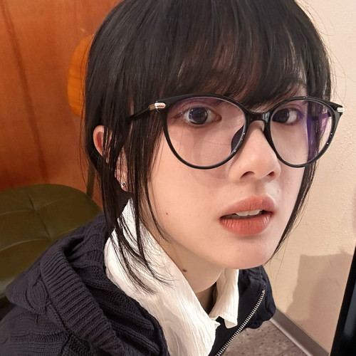 学生文艺黑框素颜眼镜女显脸小百搭防蓝光镜时尚超轻镜框可配度数