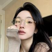 高质感超轻窄框清冷感眼镜女小框银边方框学生防蓝光镜可配度数超