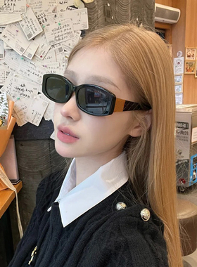 中古风墨镜女潮复古菱形格金属镜腿太阳镜显脸小气质防紫外线眼镜