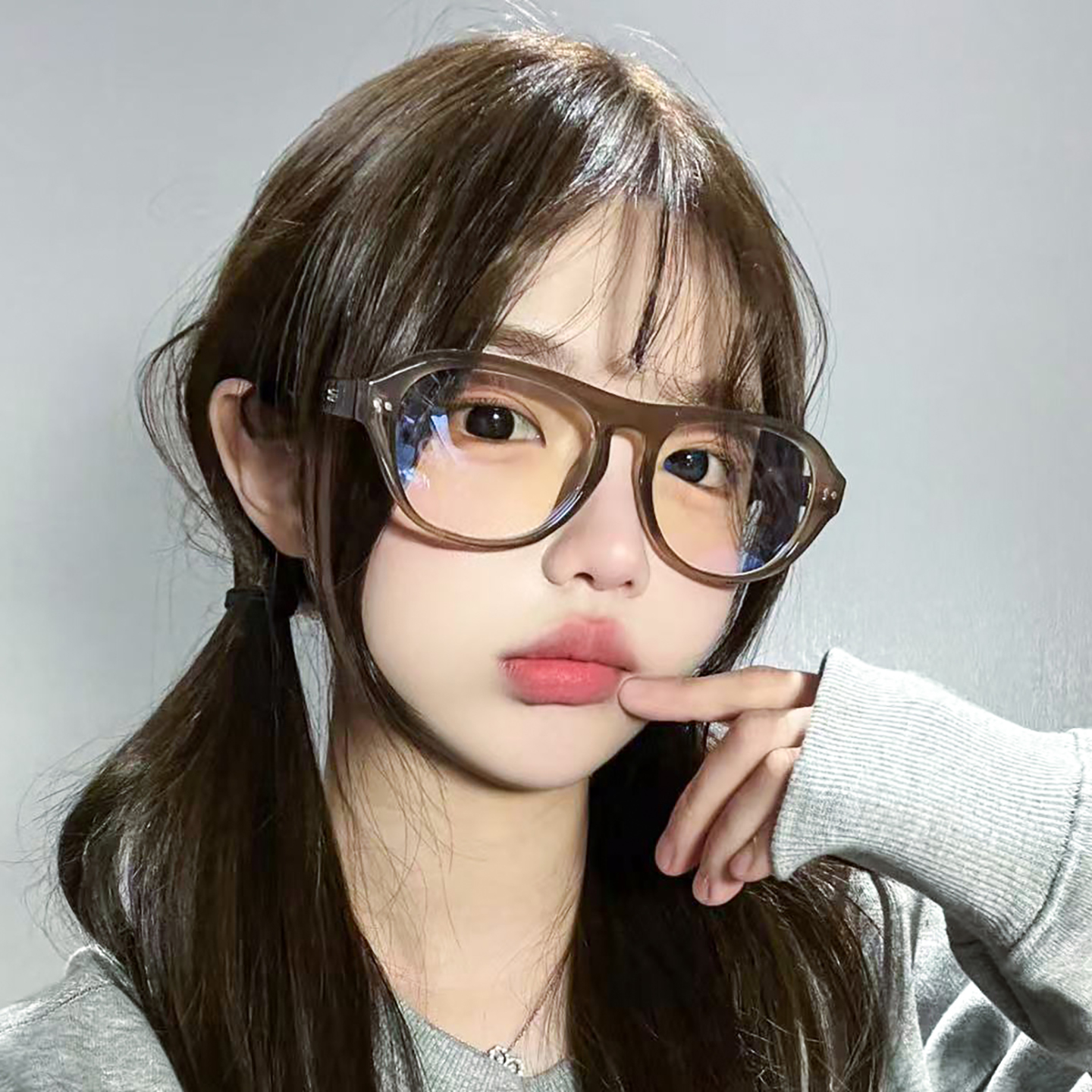 学生茶色椭圆框眼镜女方圆脸显瘦时尚素颜防蓝光镜ins风可配度数