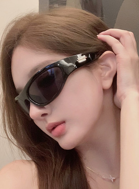 2024复古黑色发箍gm墨镜女潮方圆脸显瘦珂换配饰Jennie同款太阳镜