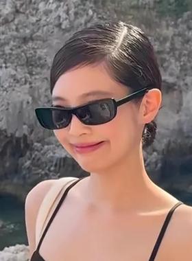 jennie同款椭圆猫眼凹造型复古太阳镜辣妹潮流个性墨镜网红同款女