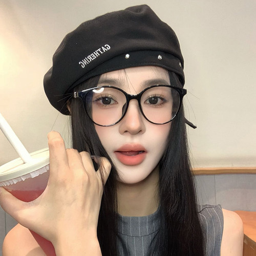 超轻可配度数显脸小圆框眼镜日系