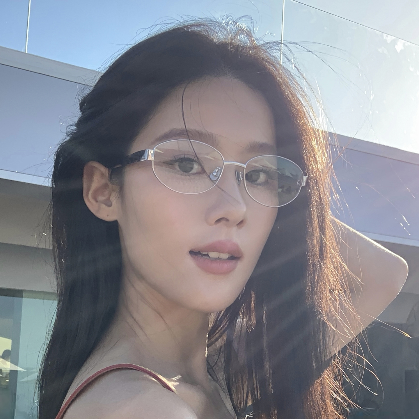 御姐风椭圆框眼镜方圆脸显瘦女潮