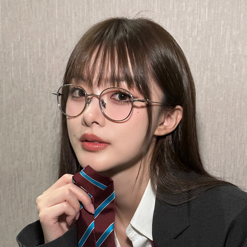 女韩系学院风圆形素颜防蓝光眼镜
