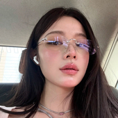 纯御无框防蓝光眼镜女素颜神器超轻高级感韩系显脸小可配度数眼镜