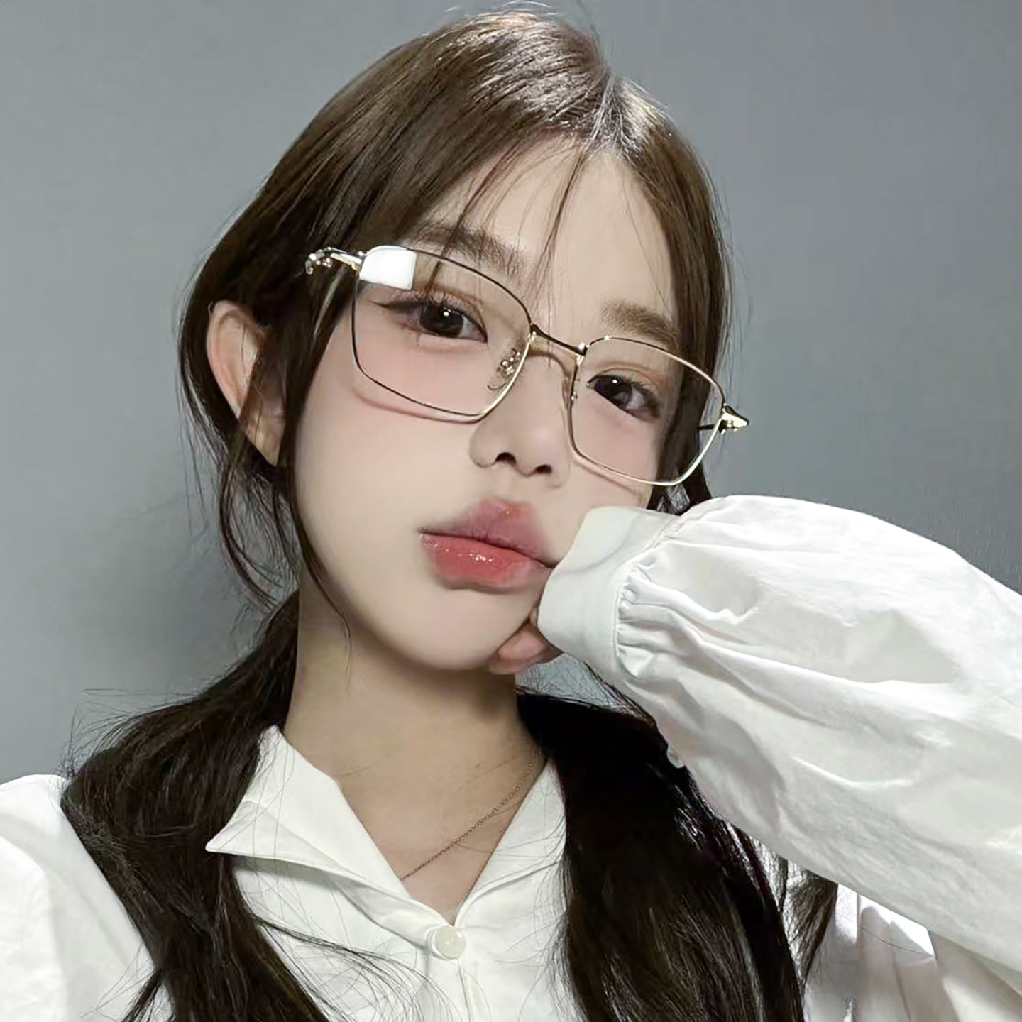 韩系时尚方形方圆脸显瘦素颜眼镜