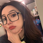 港风方形黑框眼镜男女大脸显瘦潮个性 文艺可配度数近视防辐射蓝光