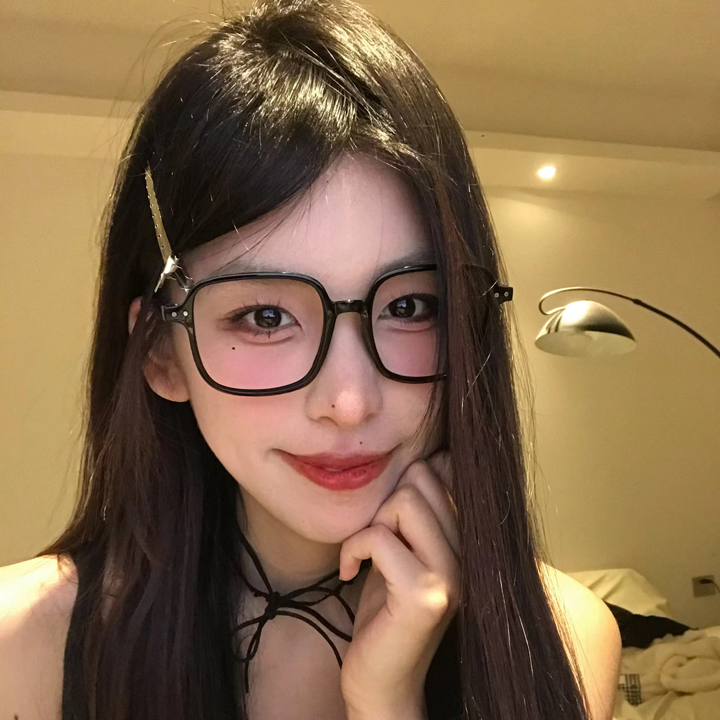 韩系女大脸显瘦百搭素颜平光镜复古黑色大框防蓝光镜ins风近视镜