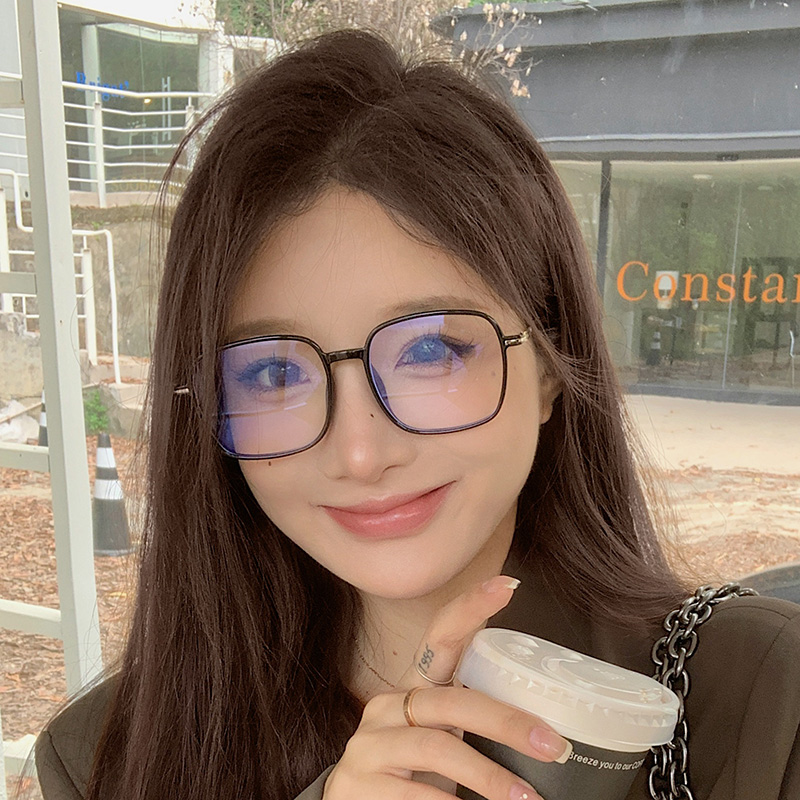 商务黑框方形素颜女显脸小眼镜潮