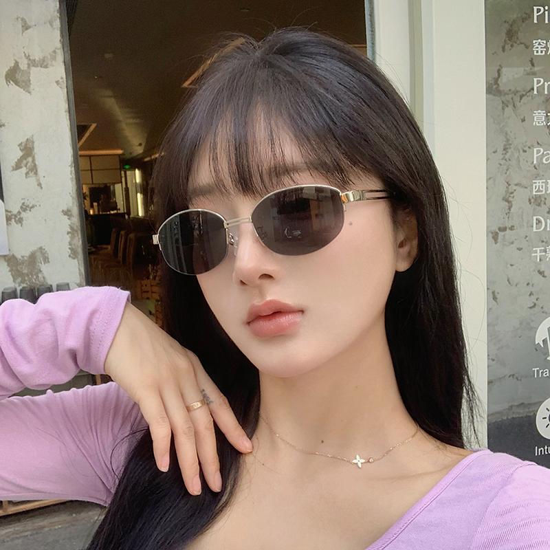 复古椭圆时髦高级感遮阳太阳镜