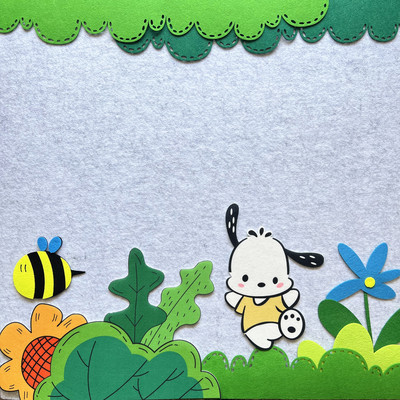 幼儿园小学黑板报文化墙墙面装饰环创材料春天绿色系边框毛毡墙贴