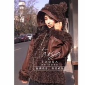 蒙元 连帽耳朵毛毛外套咖色加棉冬季 保暖棉服马蹄袖 素