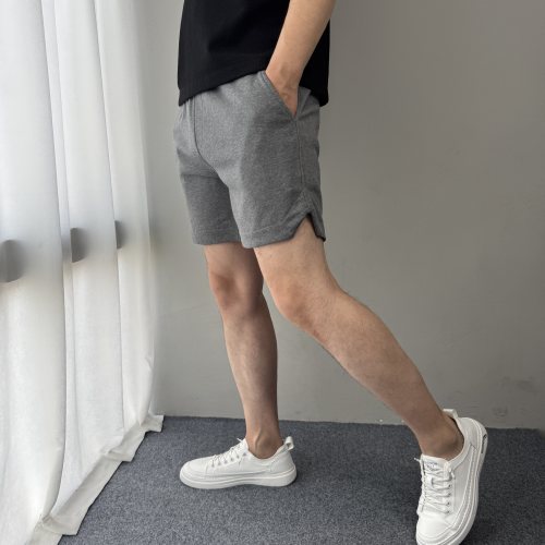 运动短裤男开衩四分裤针织纯棉