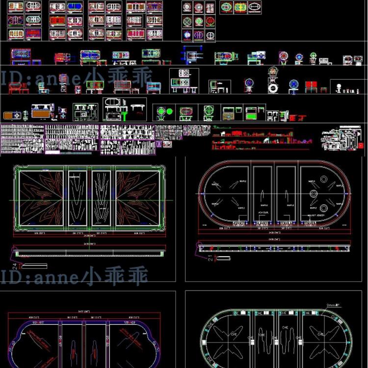 欧式美式法式新古典餐桌生产加工CAD三视图雕花构件实木桌脚桌腿