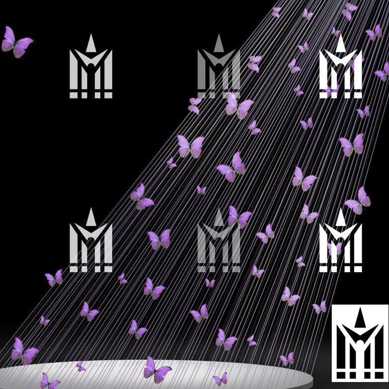 紫粉色蝴蝶线帘组合婚礼手绘射线光效效果图道具PSD素材源文件