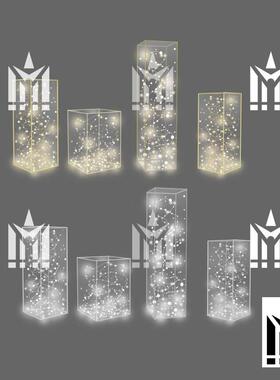 J557透明亚克力发光星星灯婚礼设计手绘效果图道具摆件素材